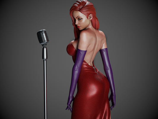 Jessica Rabbit STL File – 1/6 & 1/9 Scale + Uncut Version | Pre-Supported & Split for Easy 3D Printing