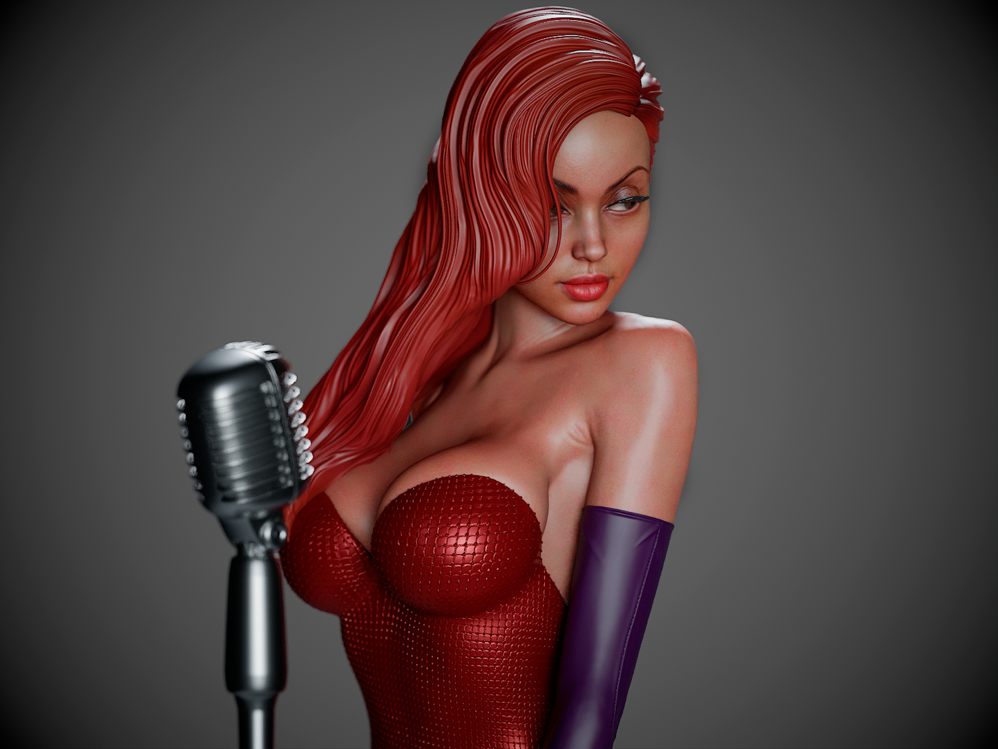 Jessica Rabbit STL File – 1/6 & 1/9 Scale + Uncut Version | Pre-Supported & Split for Easy 3D Printing