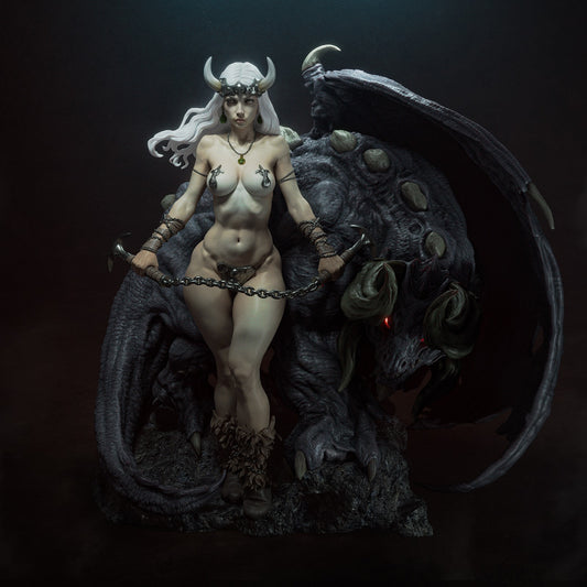 Demon Queen 3D Print File: Epic 1/6, 1/9, 1/12 Scale STL Statue for 3D Printing