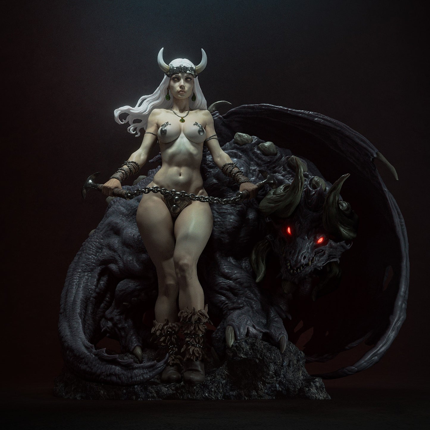 Demon Queen 3D Print File: Epic 1/6, 1/9, 1/12 Scale STL Statue for 3D Printing