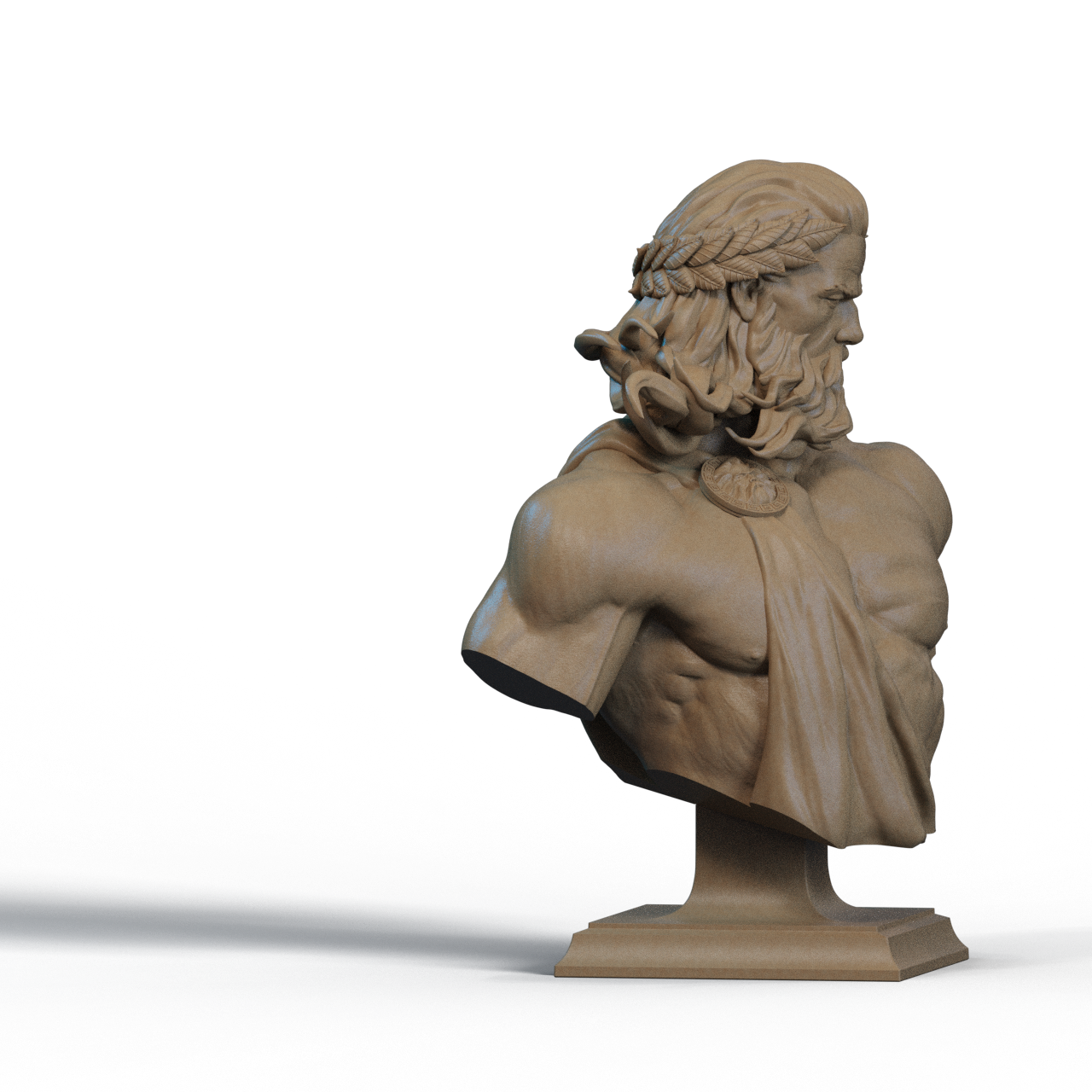 Zeus Bust – 3D Printable STL Files | Shoulder & No-Shoulder Versions | 1/4, 1/6, 1/9 Scale