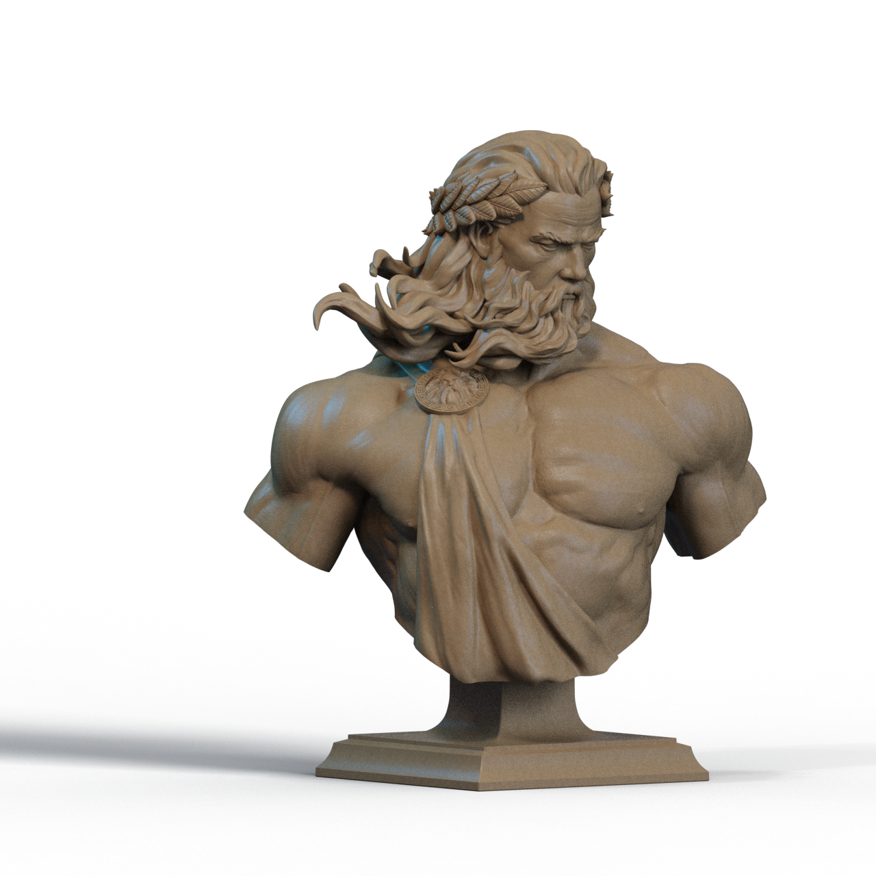 Zeus Bust – 3D Printable STL Files | Shoulder & No-Shoulder Versions | 1/4, 1/6, 1/9 Scale