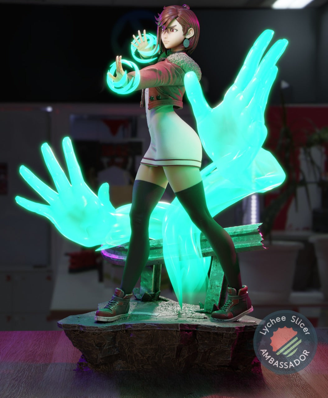 Momo Ayase – Dandadan Inspired STL Figure for 3D Printing Pre-Supported