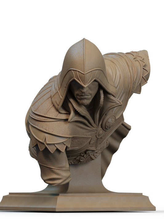 Ezio Auditore Bust 3D Print File: Iconic 1/6 & 1/9 Scale STL Collectible