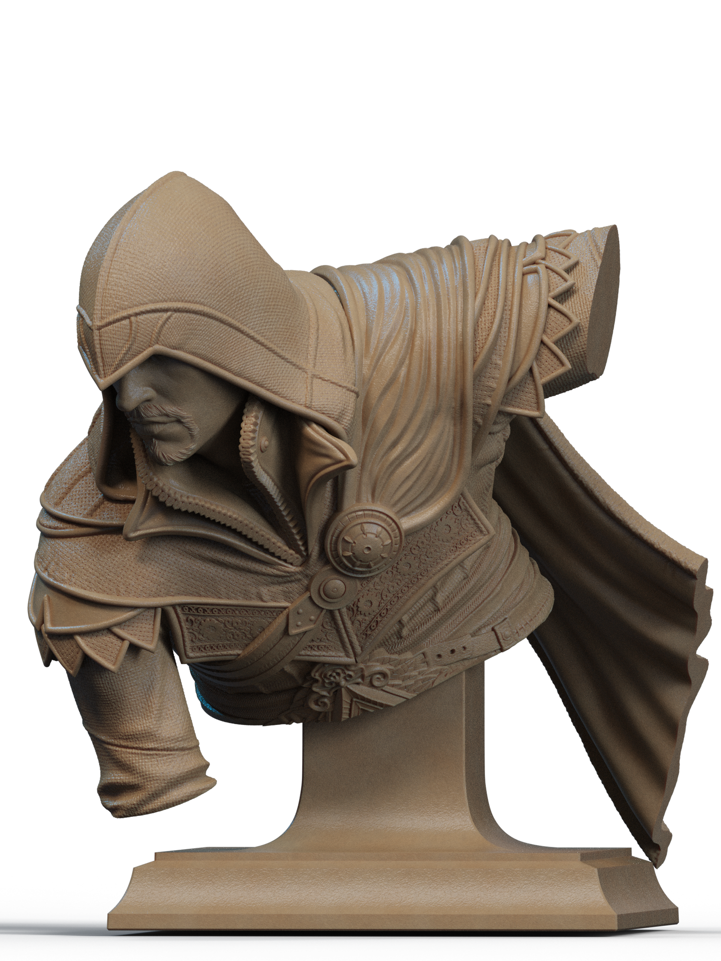 Ezio Auditore Bust 3D Print File: Iconic 1/6 & 1/9 Scale STL Collectible