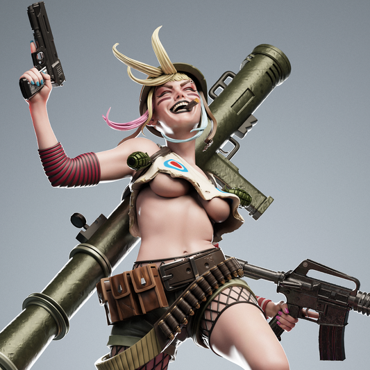 Tank Girl – Punk Action 3D STL Figure | 1/6 Split, 1/6 Pre-Supported, 1/9 Split & 1/9 Uncut