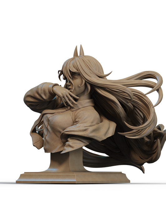 Power (Chainsaw Man) Bust 3D Print File: Fiendish 1/6 & 1/9 Scale STL Collectible