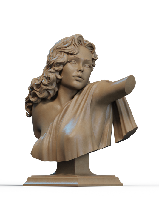 Lady Pin Up Bust 3D Print File: Classic Retro Style STL - 1:6 & 1:9 Scale Options