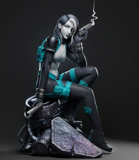 Domino (X-Force) 3D Print File: Lucky Mercenary STL - 1:4, 1:9, 1:12 Scale Options - Pre-Supported & Uncut - Fortunate Digital Collectible