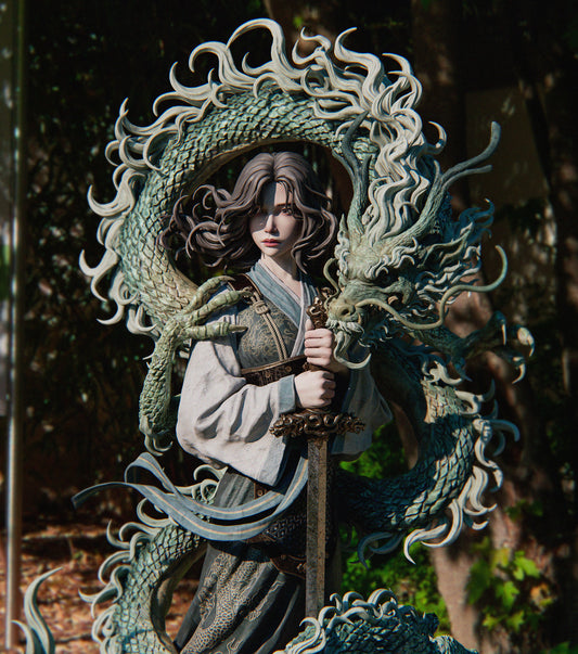 Mulan 3D STL Printable Figure – Epic Fantasy Fan Art STL with Dragon for Resin Printing (1/6 Pre-Supported, 1/6 Cut, 1/9 Cut & Uncut