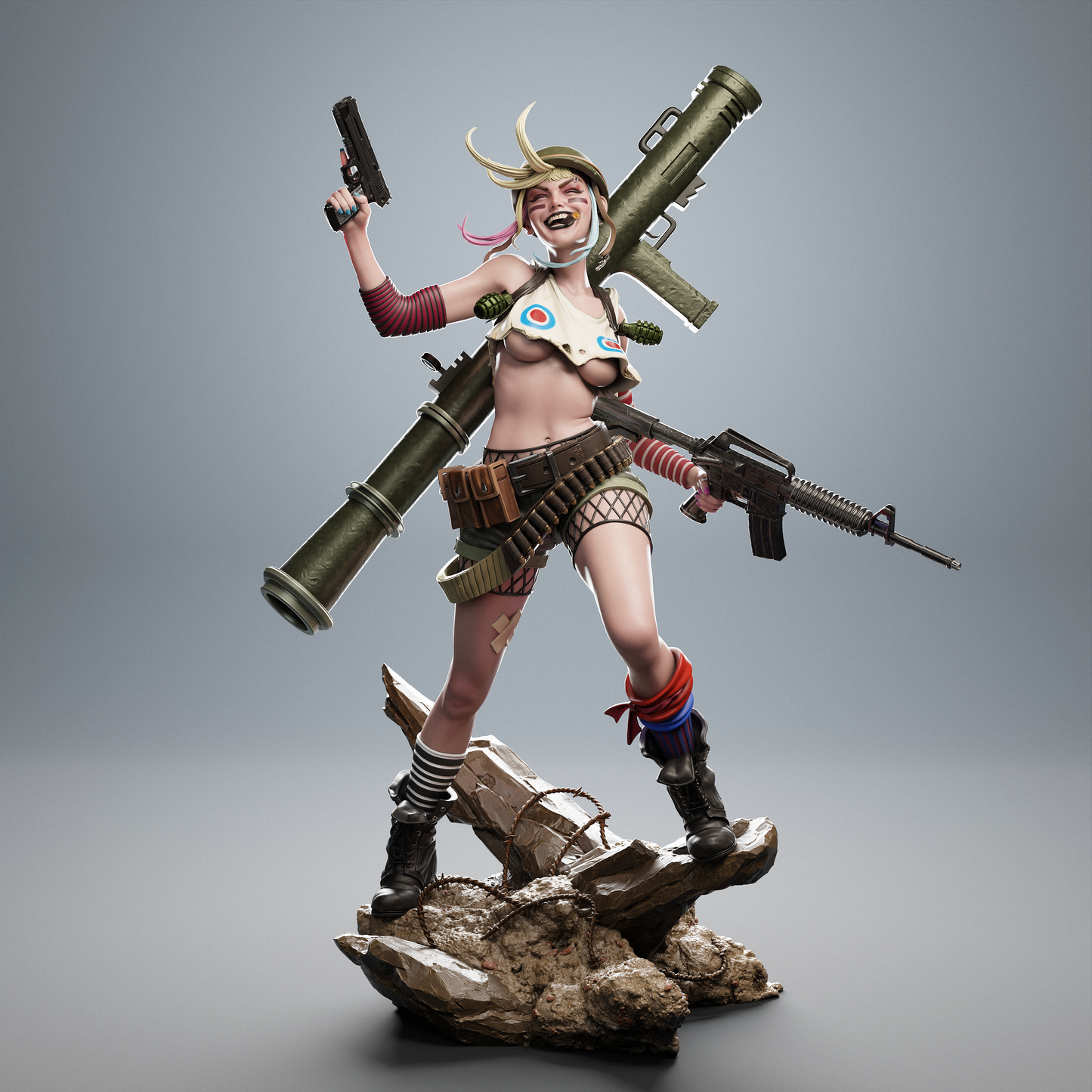 Tank Girl – Punk Action 3D STL Figure | 1/6 Split, 1/6 Pre-Supported, 1/9 Split & 1/9 Uncut
