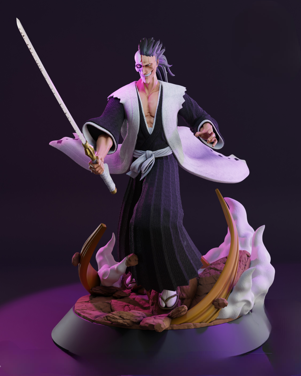 Zaraki Kenpachi (Bleach) 3D Printable Statue – The Unstoppable Berserker