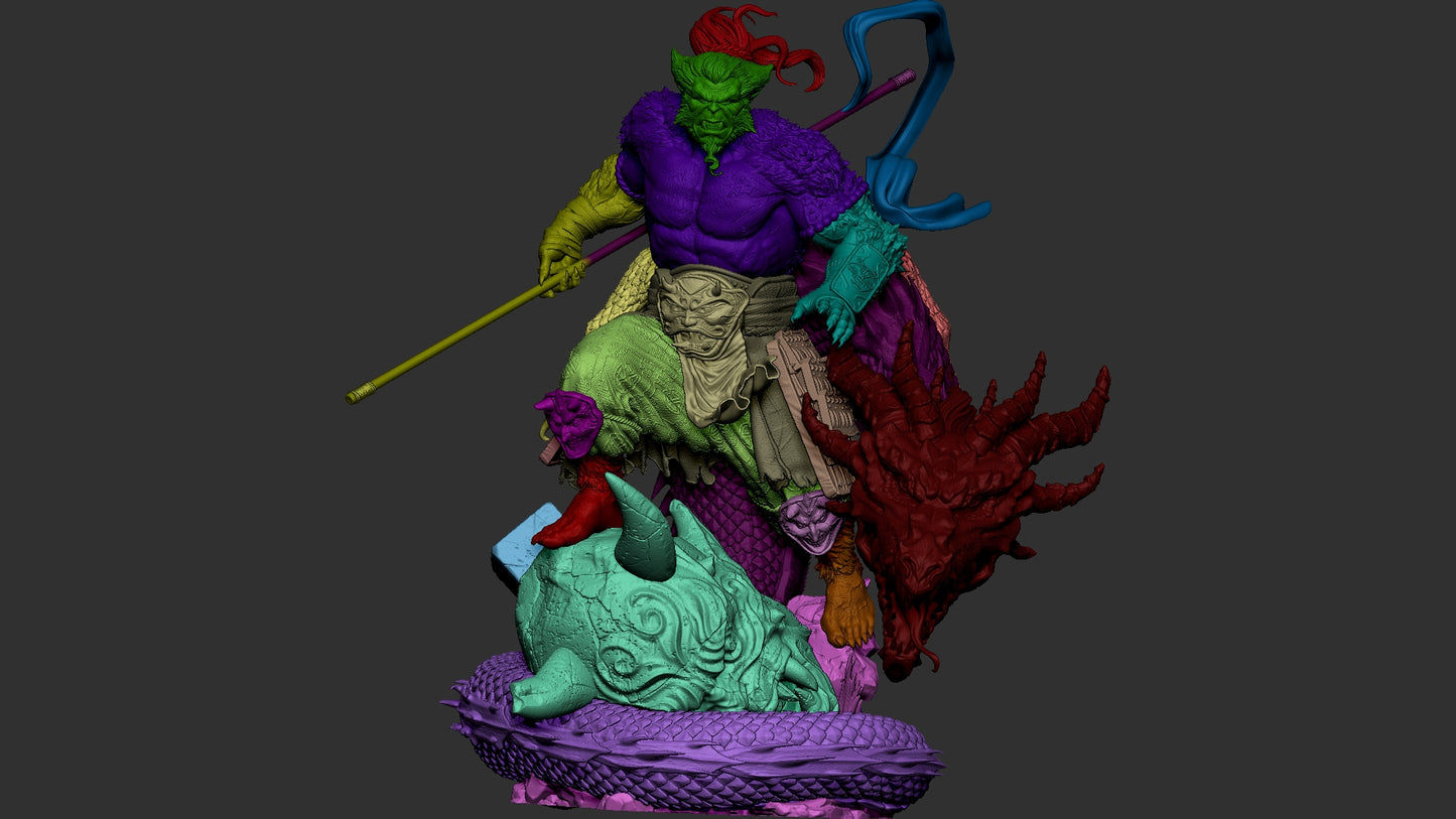 Beast Samurai 3D Print File: Ferocious Warrior STL - 1:6, 1:9, 1:12 Scale Options - Pre-Supported & Uncut - Fantasy Digital Model
