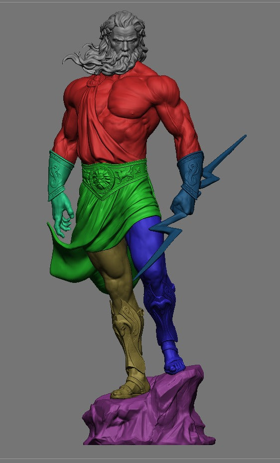 Zeus 3D Printable Model | STL Files – Pre-Supported & Uncut Options (1/4, 1/9, 1/12 Scale)