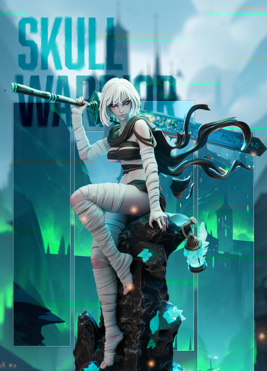 SkullWaririor 1/7 Scale Statue | STL Files for Resin 3D Printing (Pre‑Supported + Unsupported)