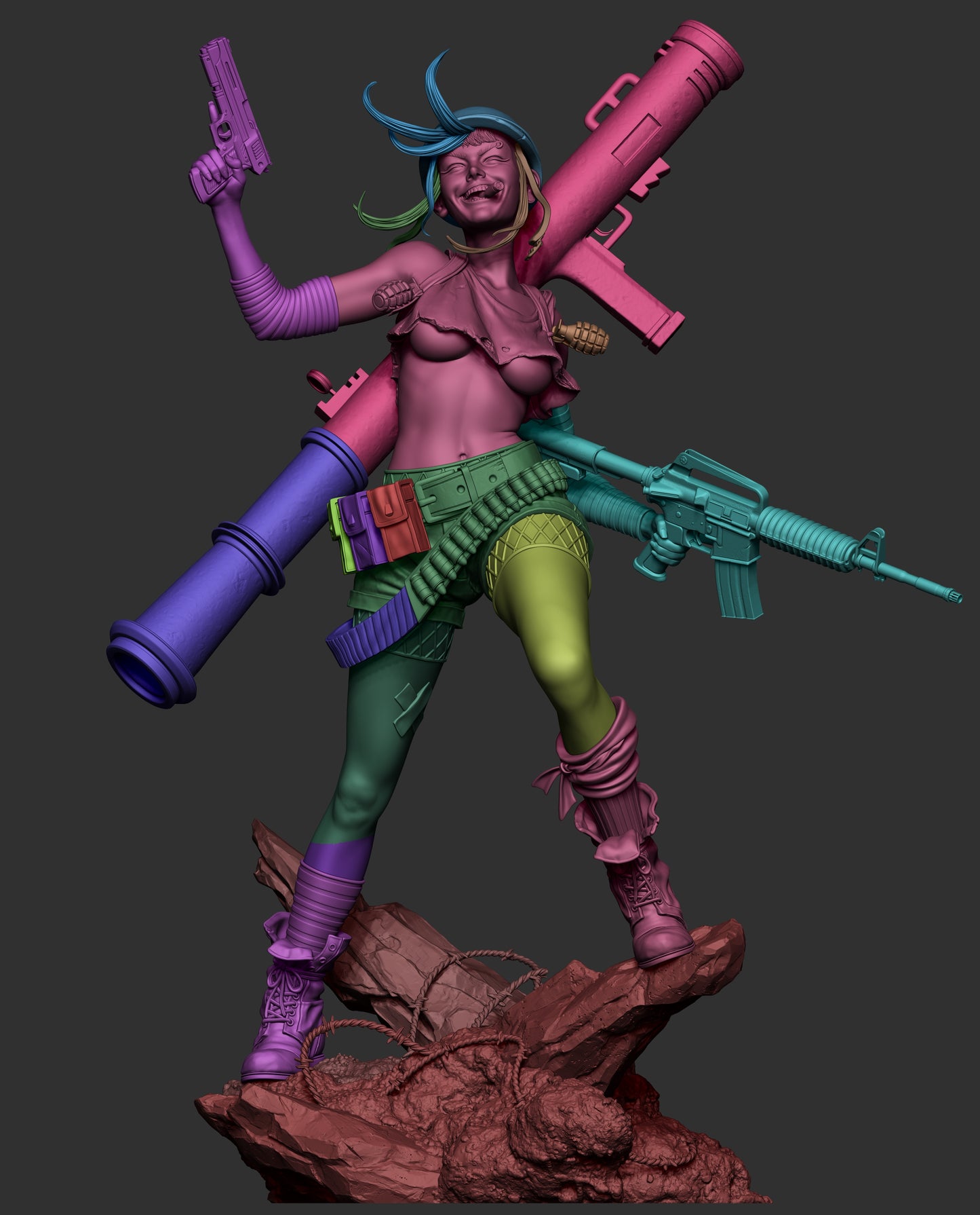 Tank Girl – Punk Action 3D STL Figure | 1/6 Split, 1/6 Pre-Supported, 1/9 Split & 1/9 Uncut