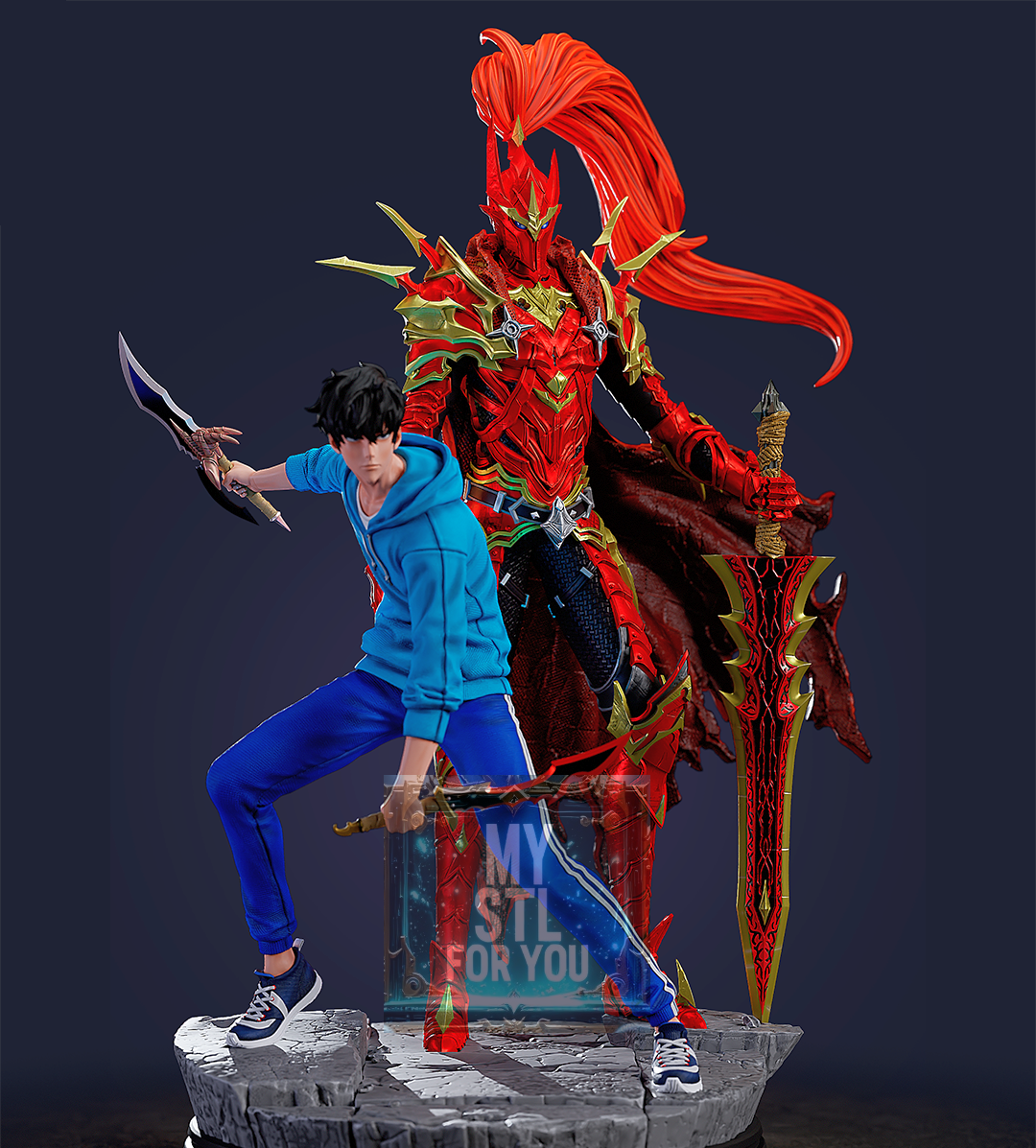 Igris (Solo Leveling) 1/10 Scale Statue | Pre‑Supported STL | Diorama Base