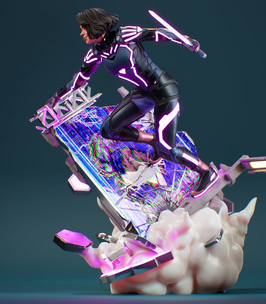 Mio (Cyberpunk/Sci-Fi Heroine) 3D Print Model - Pre-Supported & Uncut STL/LYS