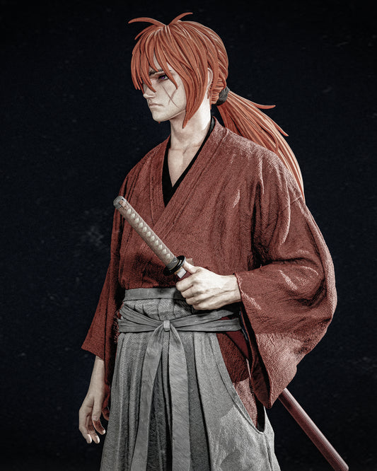 Kenshin Himura – Samurai 3D STL Model | 1/6 Split, 1/6 Pre-Supported, 1/9 Split & 1/9 Uncut