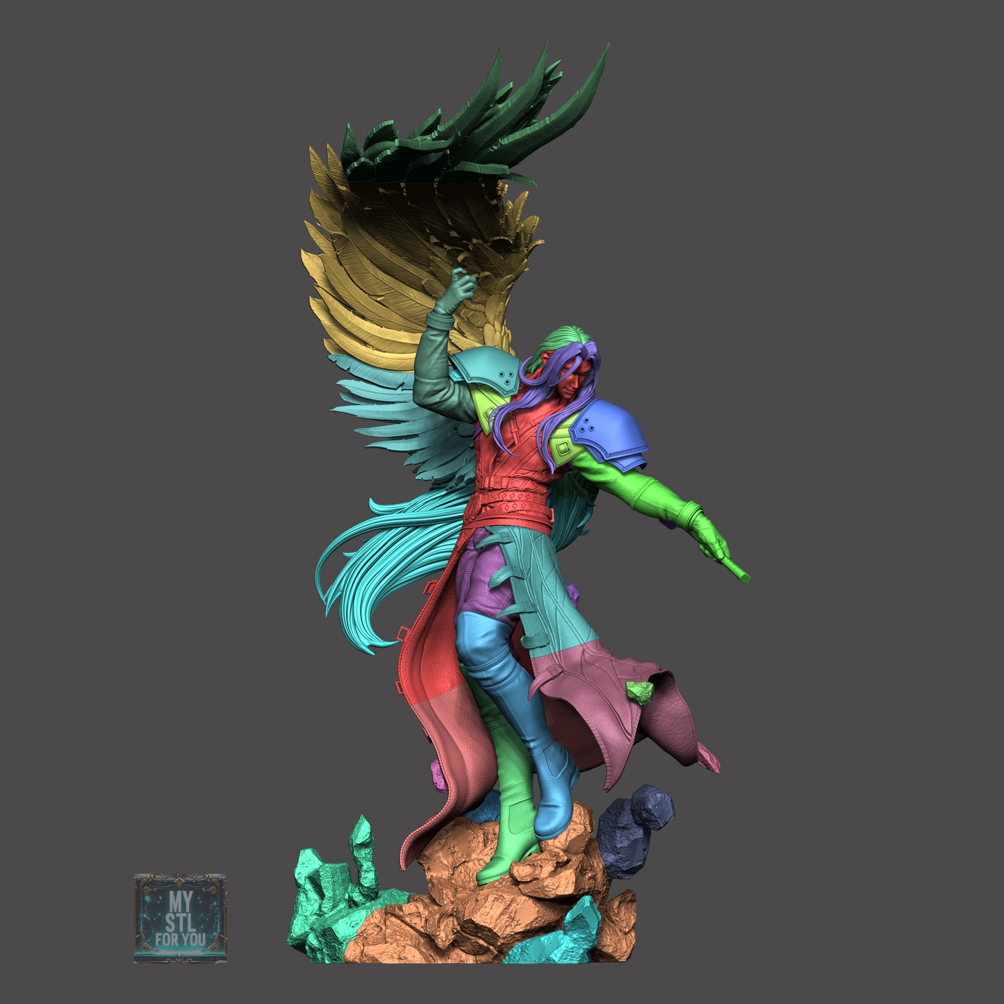 Sephiroth | Resin STL Statue | 1/6 + 1/6 Pre‑Supported (STL+LYS) + 1/9 + 1/9 Uncut