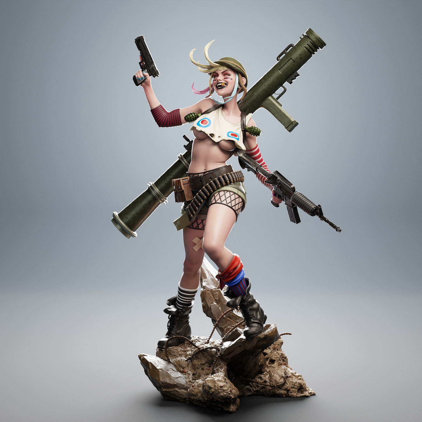 Tank Girl – Punk Action 3D STL Figure | 1/6 Split, 1/6 Pre-Supported, 1/9 Split & 1/9 Uncut