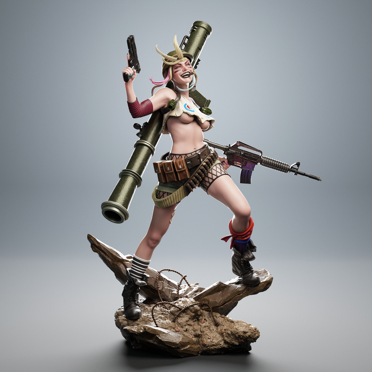 Tank Girl – Punk Action 3D STL Figure | 1/6 Split, 1/6 Pre-Supported, 1/9 Split & 1/9 Uncut