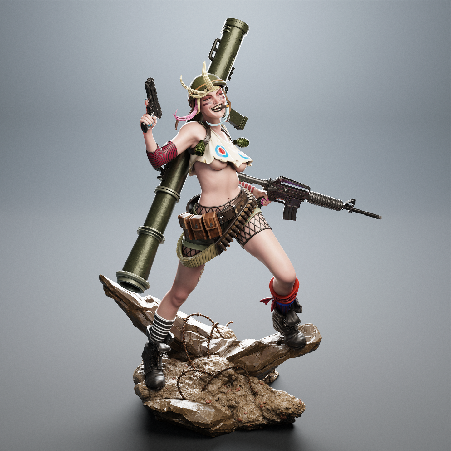 Tank Girl – Punk Action 3D STL Figure | 1/6 Split, 1/6 Pre-Supported, 1/9 Split & 1/9 Uncut