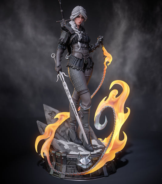 Stylized Ciri 3D STL File | The Witcher 4 Inspired 3D Print Model | 281mm Pre-Supported & Unsupported
