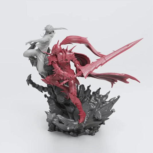 Sung Jin-Woo vs Blood Knight – Solo Leveling – Diorama STL 3D Print Files Pre-Supported + Bust