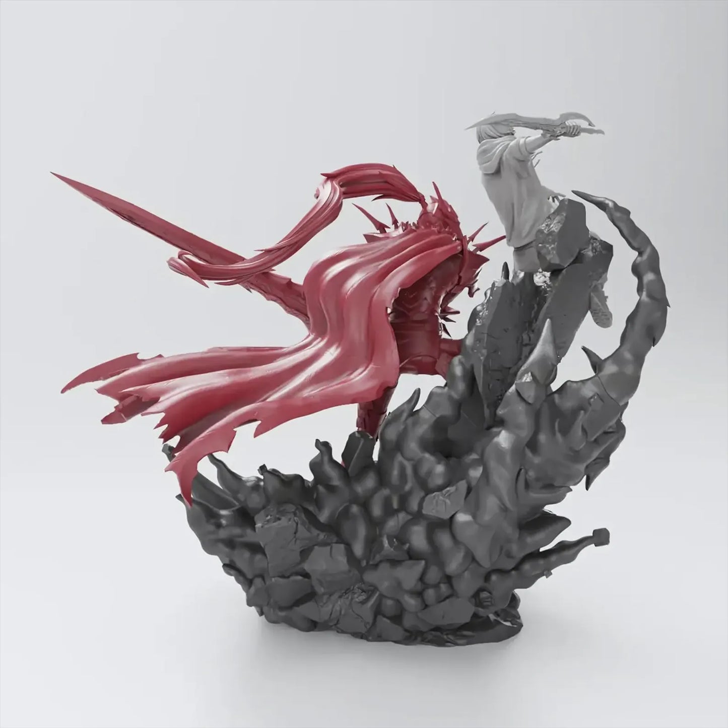 Sung Jin-Woo vs Blood Knight – Solo Leveling – Diorama STL 3D Print Files Pre-Supported + Bust