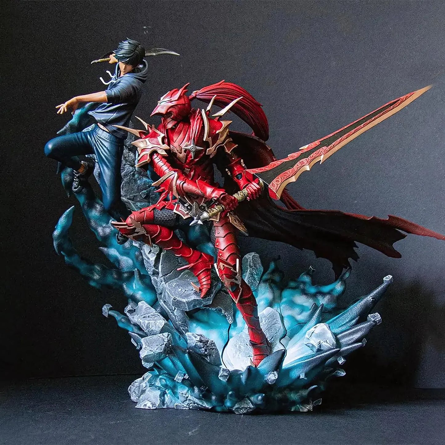 Sung Jin-Woo vs Blood Knight – Solo Leveling – Diorama STL 3D Print Files Pre-Supported + Bust