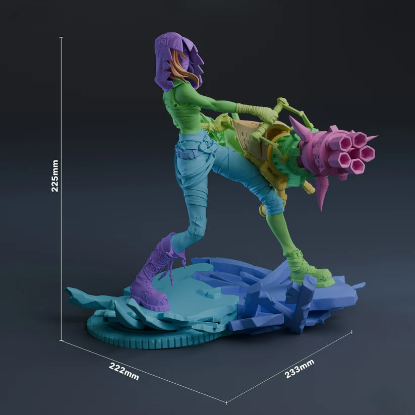 Pre-support Jinx Arcane League of Legends 3D Print File - STL Model