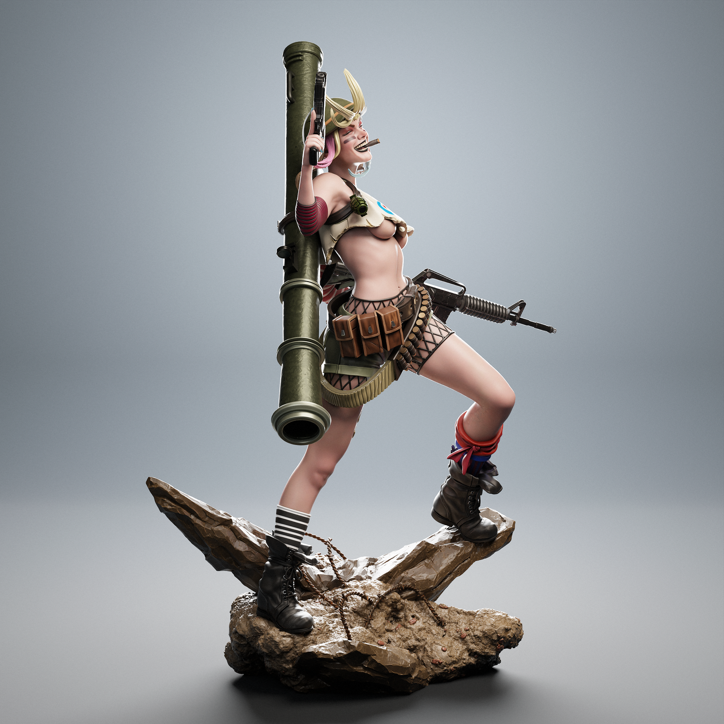 Tank Girl – Punk Action 3D STL Figure | 1/6 Split, 1/6 Pre-Supported, 1/9 Split & 1/9 Uncut