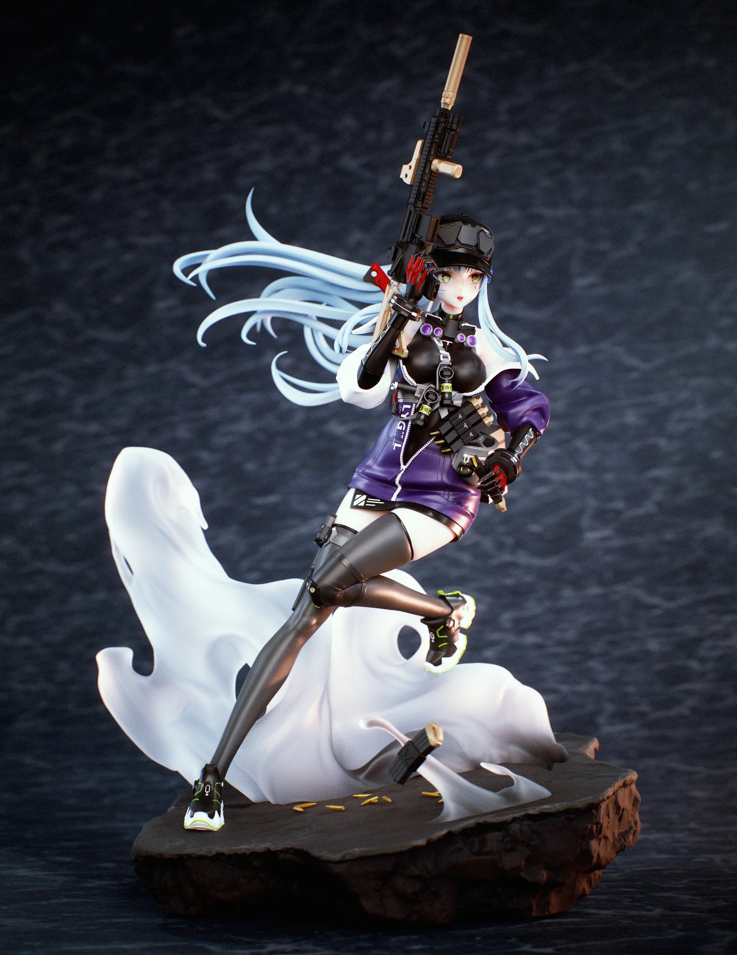 Klukai – Cyberpunk Anime Assassin STL File | 1/7 Scale Dynamic Girl Figure for 3D Printing