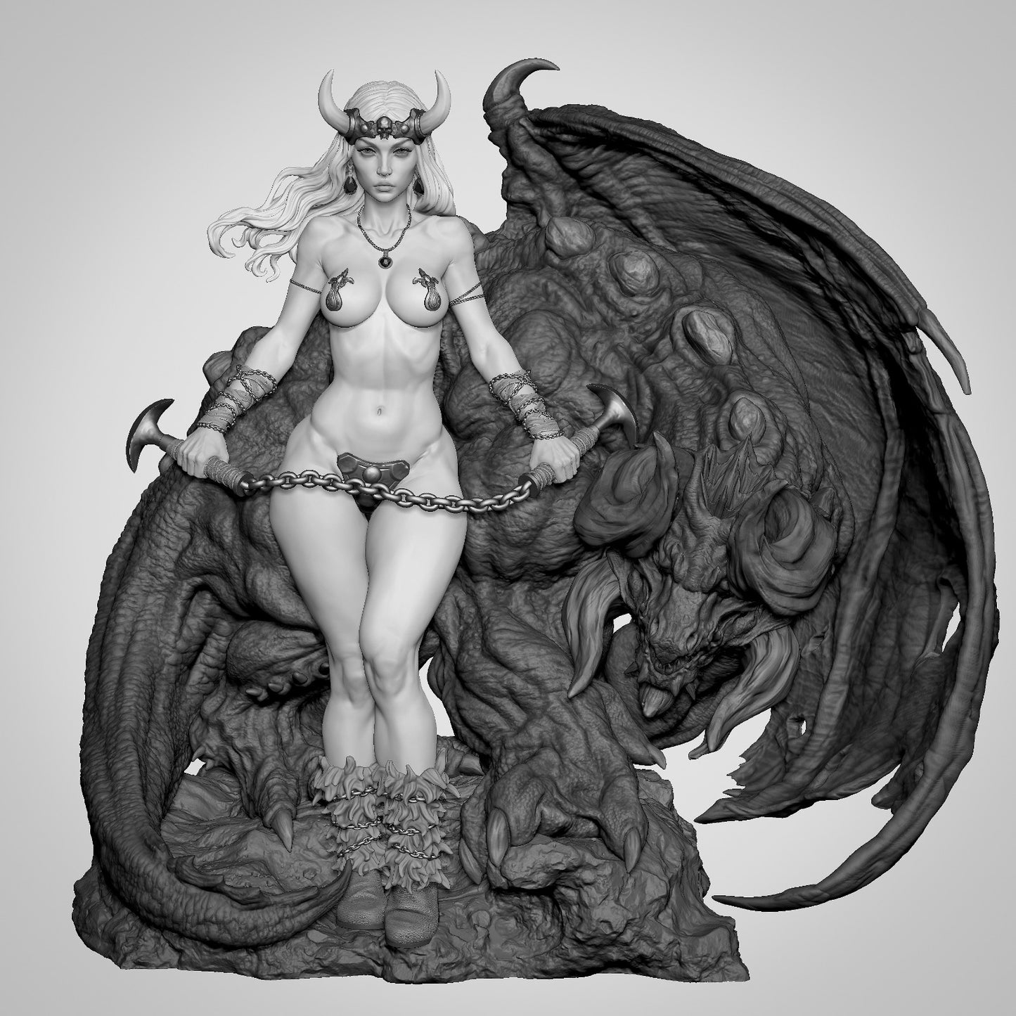 Demon Queen 3D Print File: Epic 1/6, 1/9, 1/12 Scale STL Statue for 3D Printing