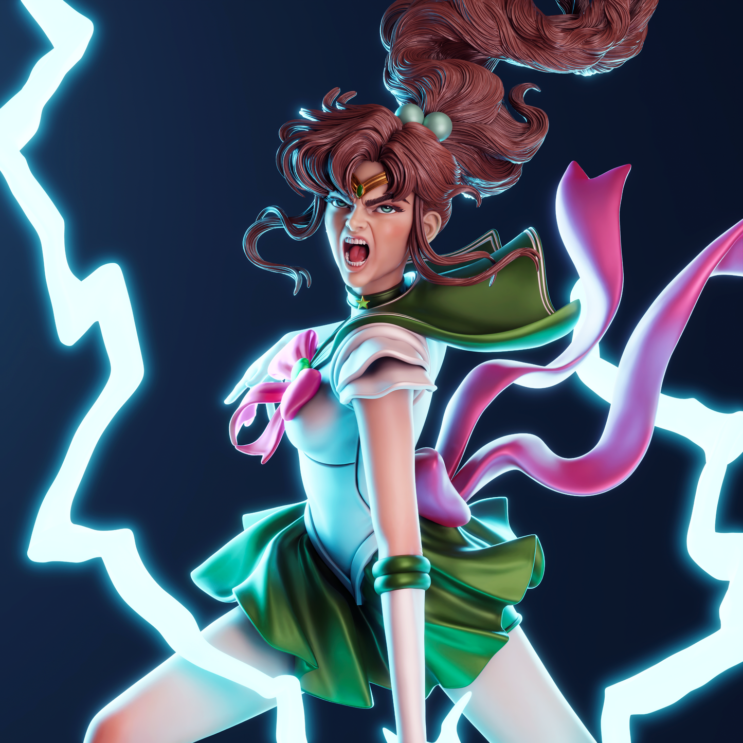 Makoto Kino 3D Printable Figure – Anime Fan Art STL of Sailor Jupiter for Resin Printing (1/6 Pre-Supported, 1/9 Split & Uncut)