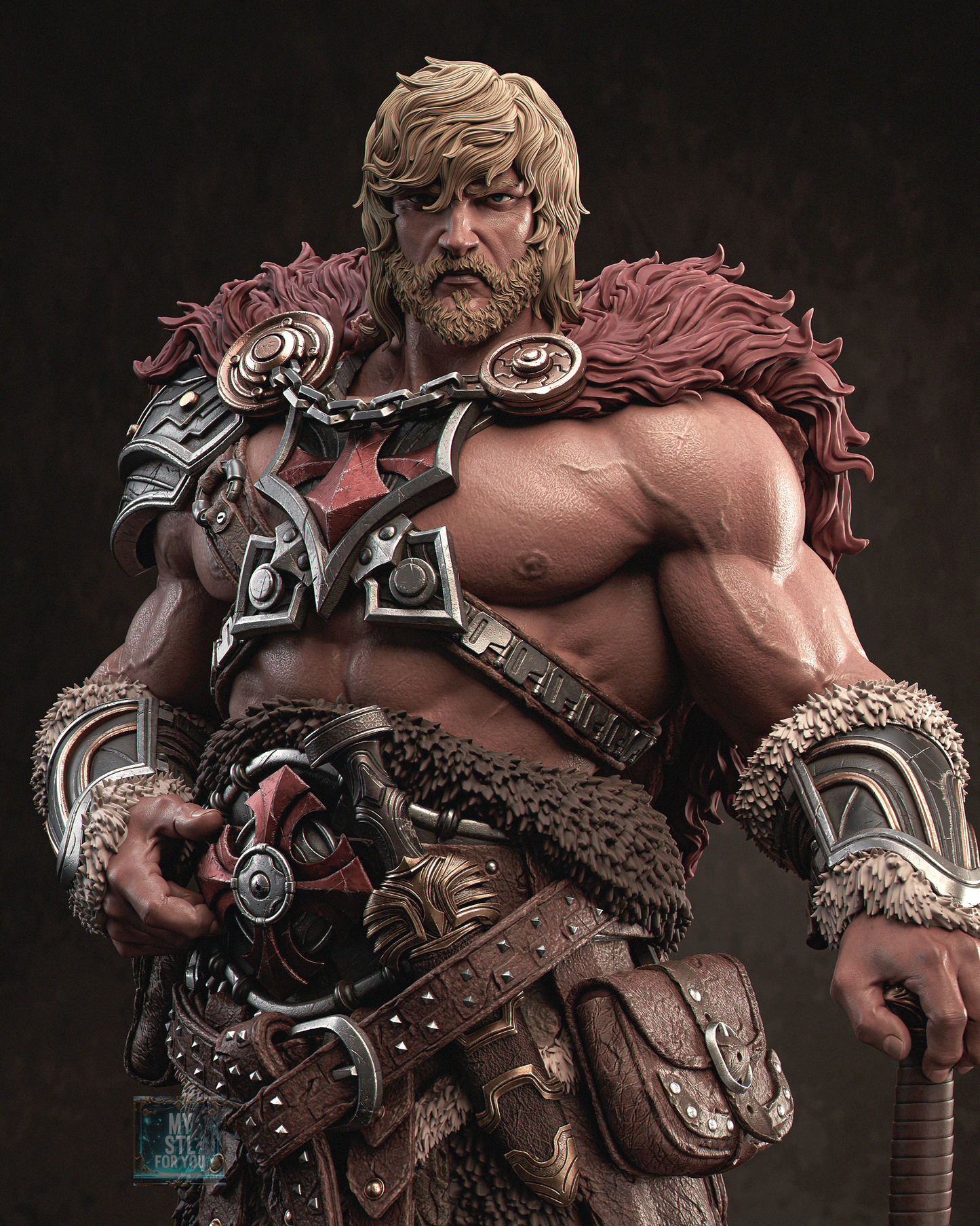 He‑Man Barbarian Hero Statue STL – 1/6 & 1/9 Scale, Presupported + Uncut