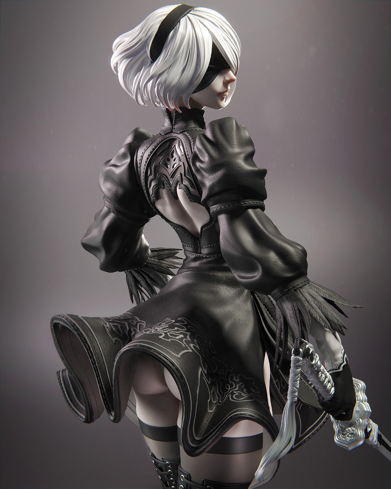 2B STL File –Nier Automata 3D print | 1:4, 1:6, 1:12 Scales + Pre-Supported & Uncut Options