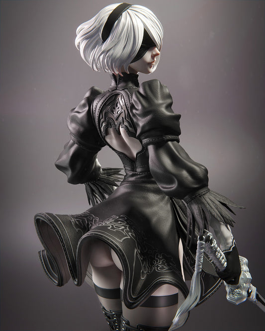 2B STL File –Nier Automata 3D print | 1:4, 1:6, 1:12 Scales + Pre-Supported & Uncut Options