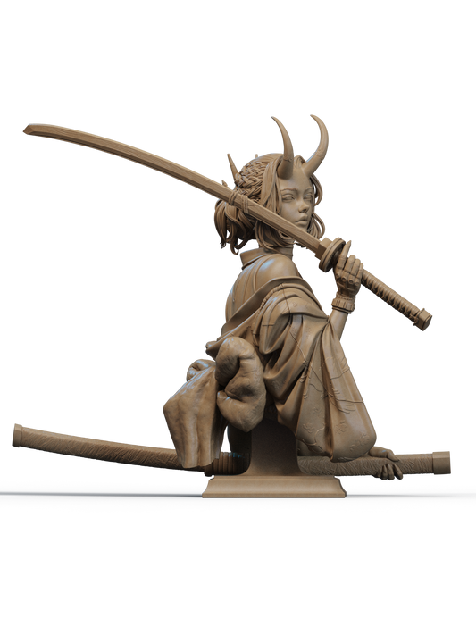 Oni Demon Warrior Bust 3D Print File: Epic 1/6 & 1/9 Scale STL Collectible