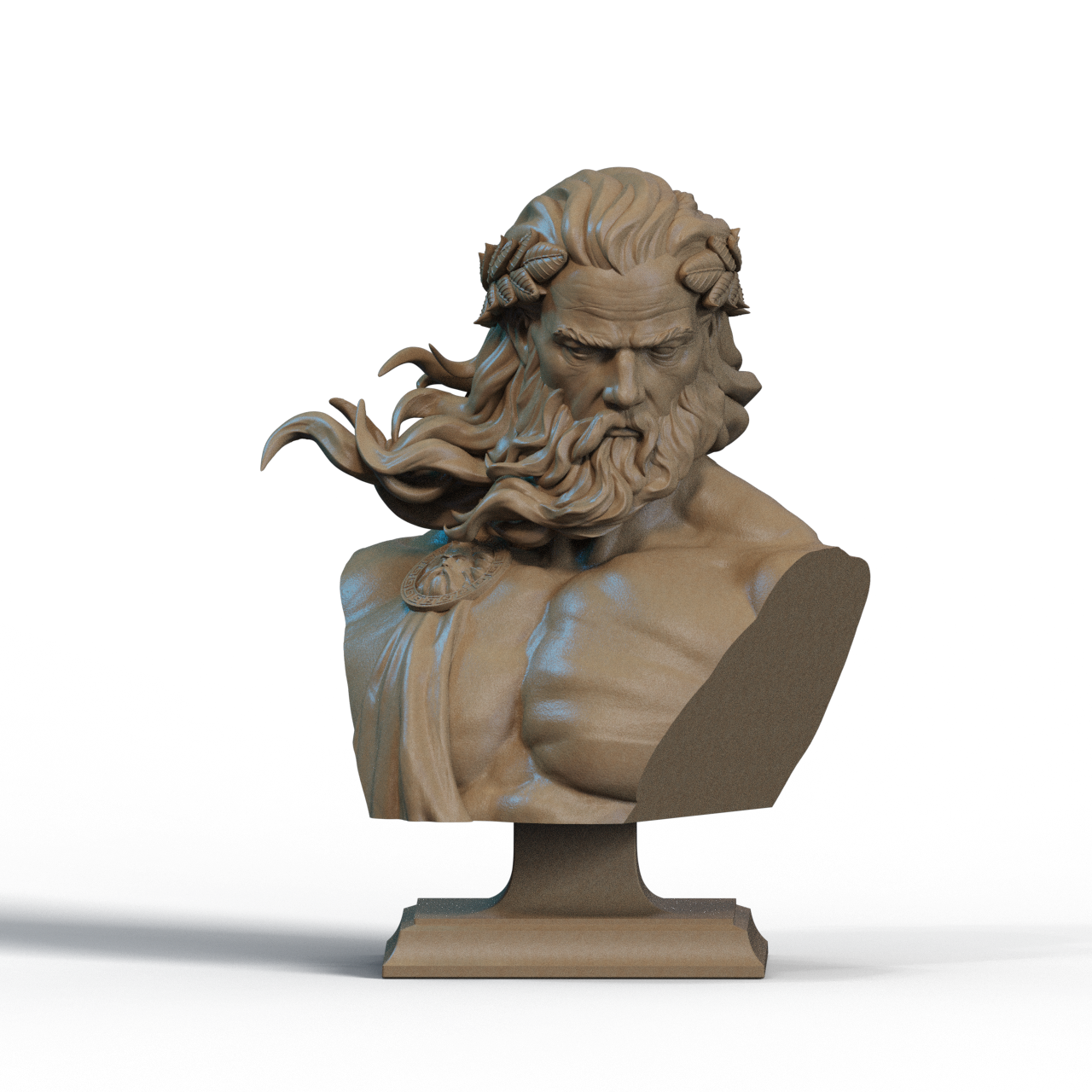 Zeus Bust – 3D Printable STL Files | Shoulder & No-Shoulder Versions | 1/4, 1/6, 1/9 Scale
