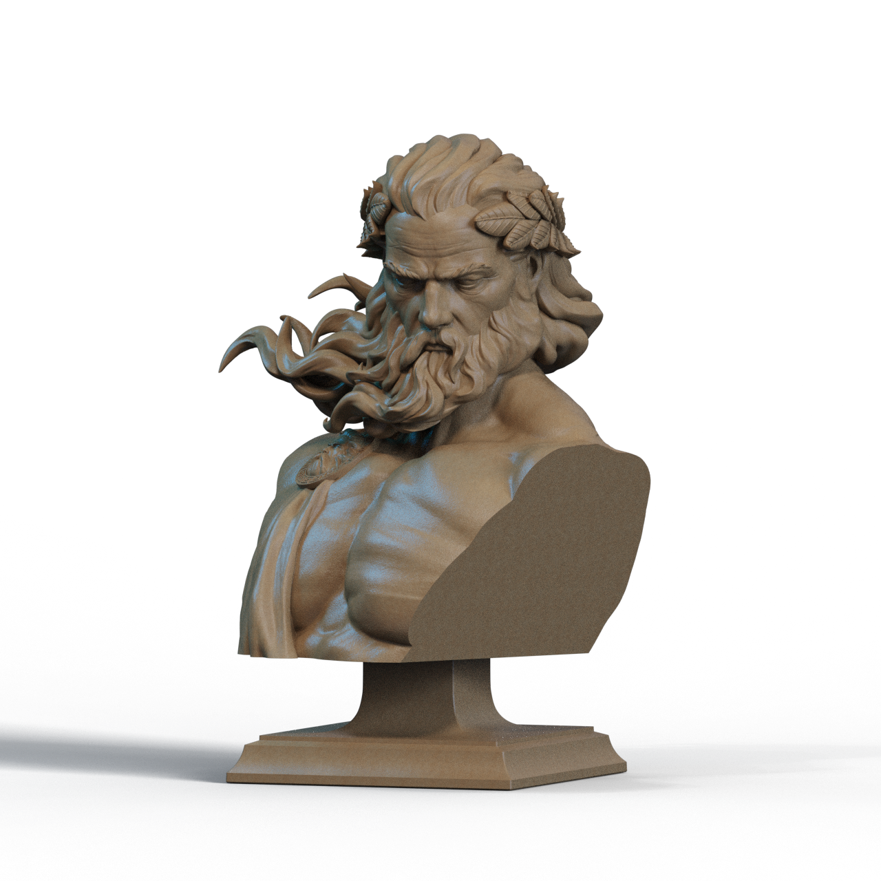 Zeus Bust – 3D Printable STL Files | Shoulder & No-Shoulder Versions | 1/4, 1/6, 1/9 Scale