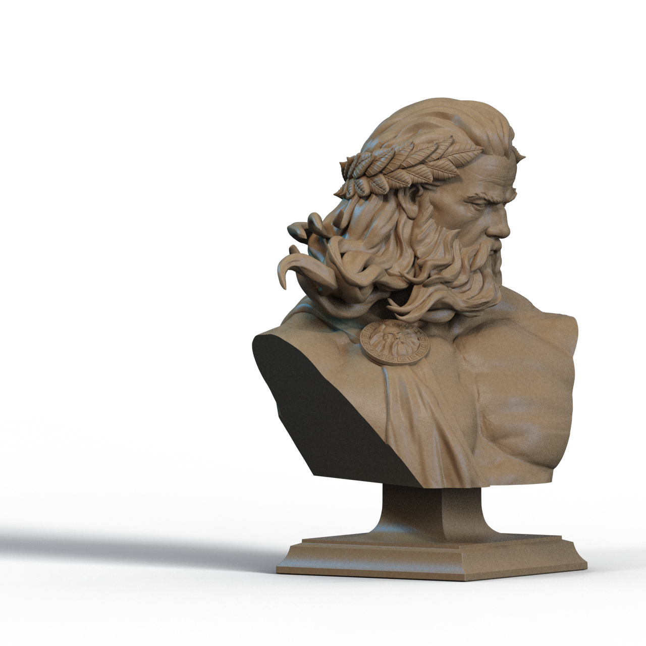 Zeus Bust – 3D Printable STL Files | Shoulder & No-Shoulder Versions | 1/4, 1/6, 1/9 Scale