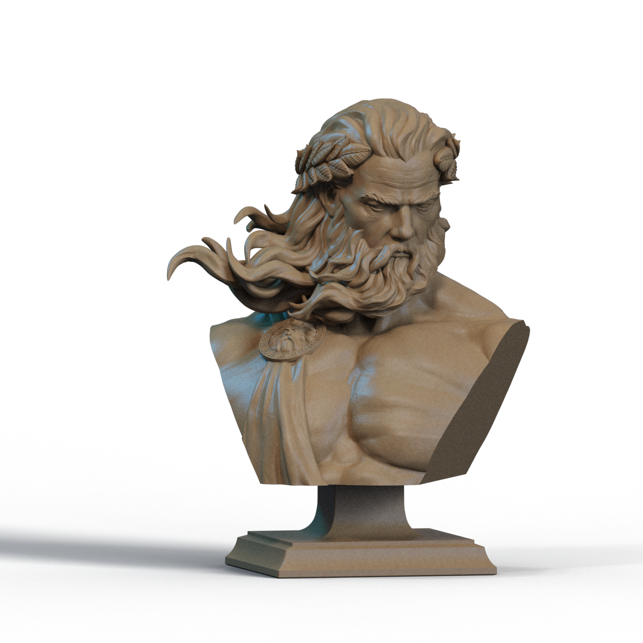 Zeus Bust – 3D Printable STL Files | Shoulder & No-Shoulder Versions | 1/4, 1/6, 1/9 Scale