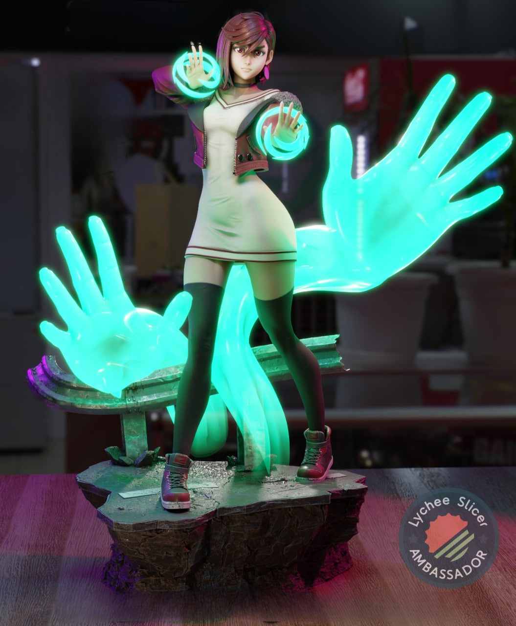 Momo Ayase – Dandadan Inspired STL Figure for 3D Printing Pre-Supported