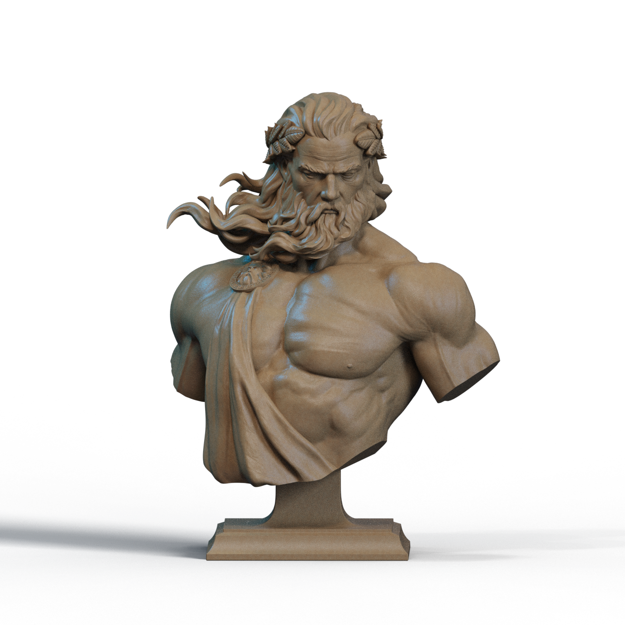 Zeus Bust – 3D Printable STL Files | Shoulder & No-Shoulder Versions | 1/4, 1/6, 1/9 Scale