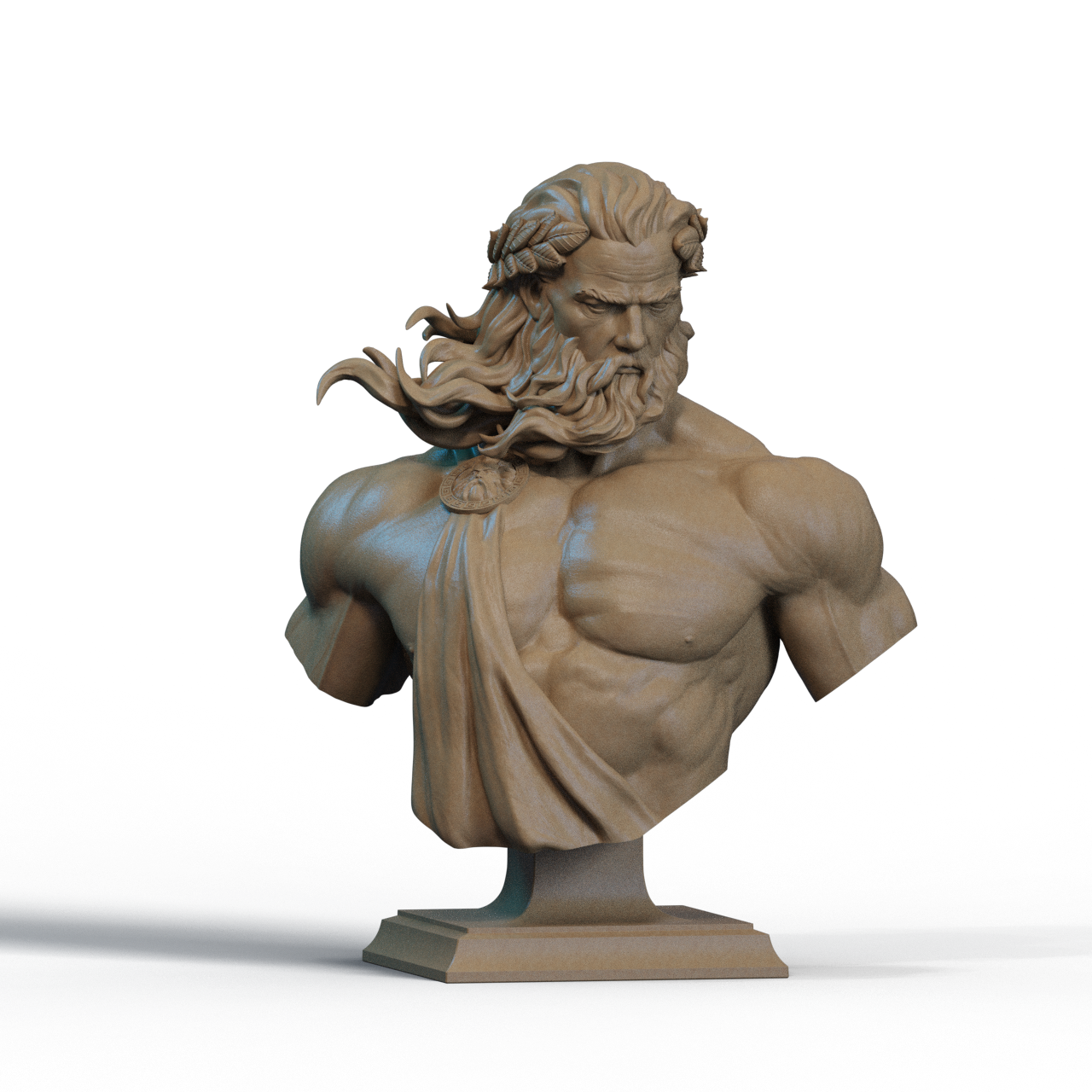 Zeus Bust – 3D Printable STL Files | Shoulder & No-Shoulder Versions | 1/4, 1/6, 1/9 Scale