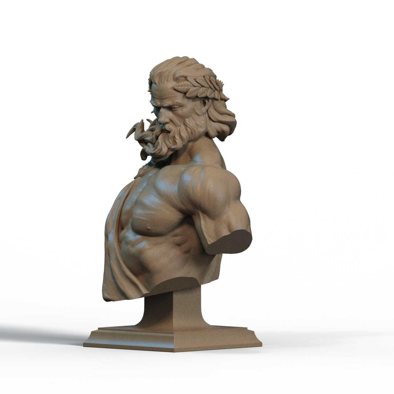Zeus Bust – 3D Printable STL Files | Shoulder & No-Shoulder Versions | 1/4, 1/6, 1/9 Scale