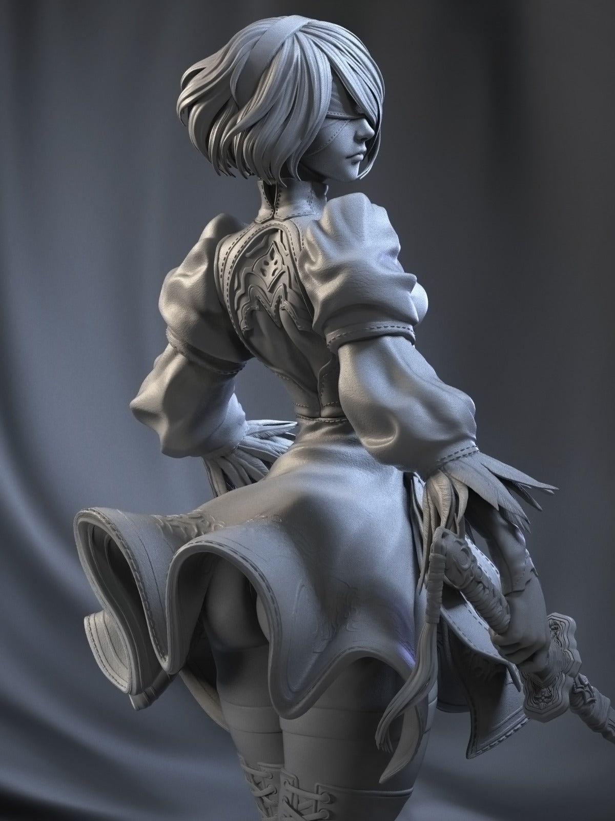 2B STL File –Nier Automata 3D print | 1:4, 1:6, 1:12 Scales + Pre-Supported & Uncut Options
