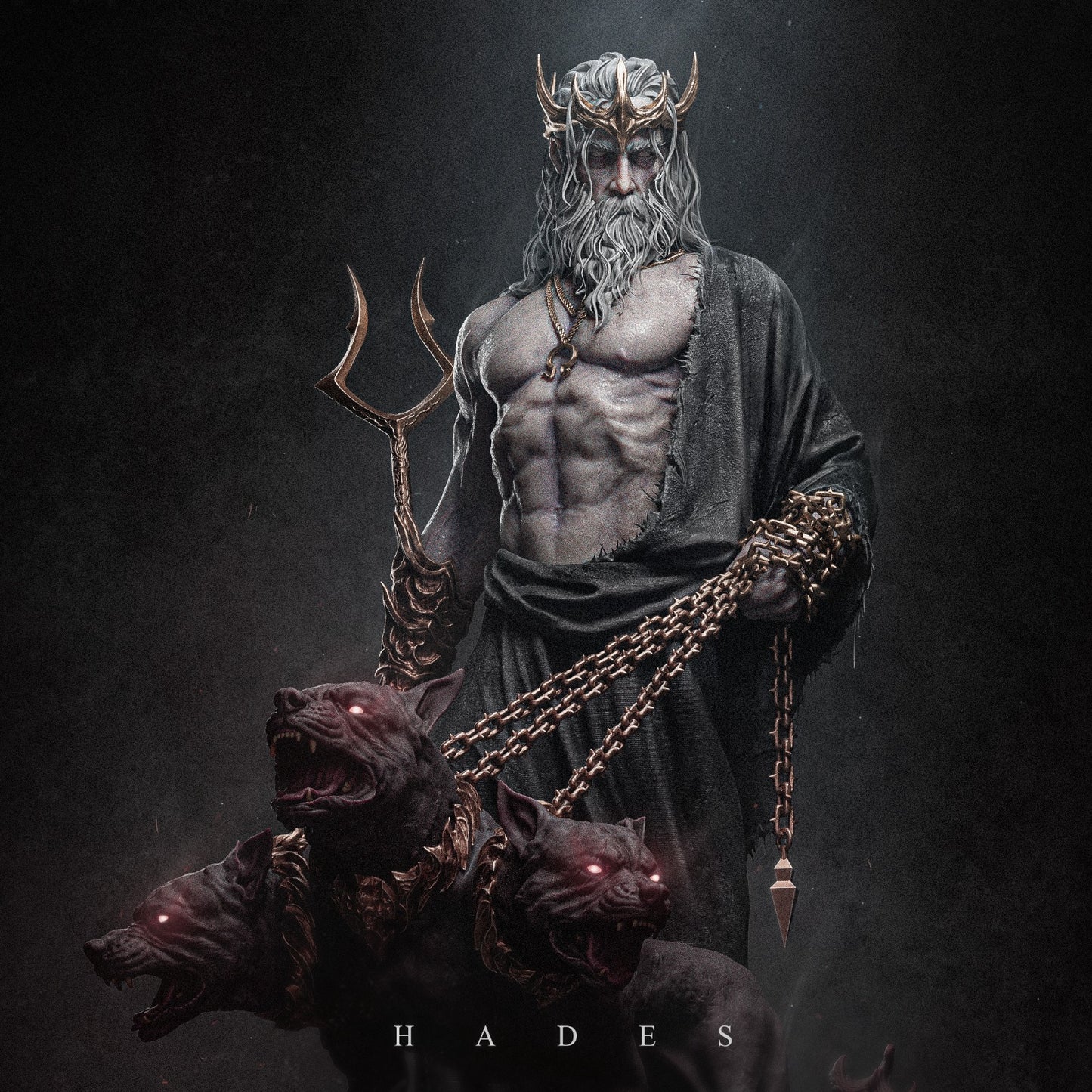 Hades and Cerberus – 3D Printable STL Statue | 1/4, 1/9, 1/12 Scales